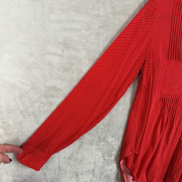 Maeve Anthropologie Shirt Womens Extra Small Red White Polka Dot Matilda Tie - Picture 6 of 13